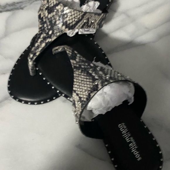 Sophia & Mario Black and Snake Print Women's Sandals - Picture 2 of 6